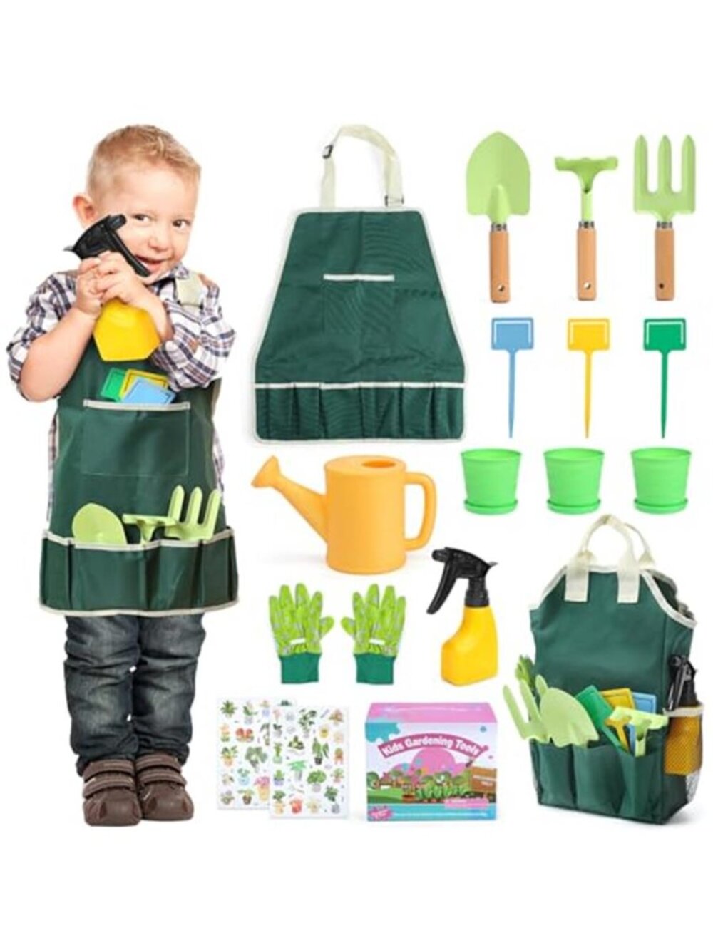 Kids Gardening Tool Set 20 Piece Garden Toys Watering Can Apron Outdoor Play